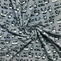 Grey Panda Anti-Pill Polar Fleece Fabric - Premium Animal Print Material