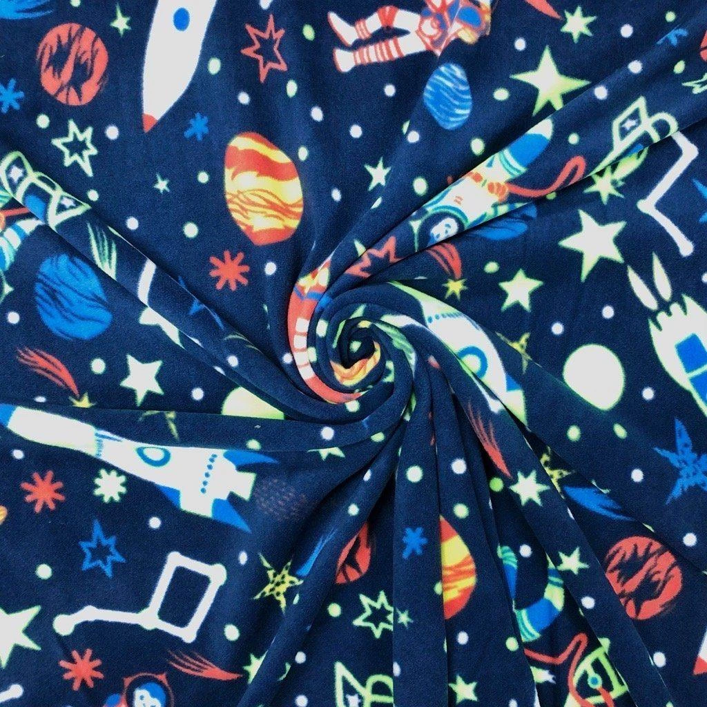 Rockets in Outer Space Anti-Pill Polar Fleece Fabric 1 Rockets in Outer Space Anti-Pill Polar Fleece Fabric