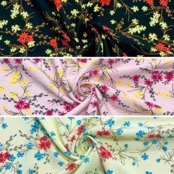 Floral Crepe Fabric for Elegant Dressmaking - Two-Tone Lightweight Polyester