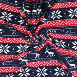 Premium Navy and Red Reindeer Anti-Pill Polar Fleece Fabric