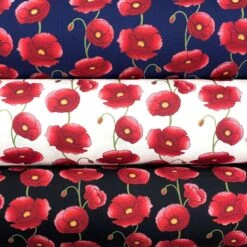 Rose & Hubble Poppies Cotton Poplin Fabric - Floral Print Dressmaking Material