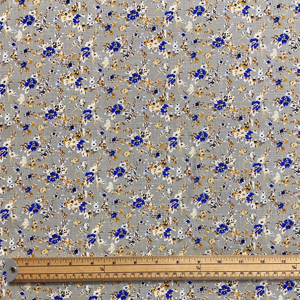 Ditsy Blue Floral Linen Mix Fabric - Premium Rayon Blend for Dressmaking 2 Ditsy Blue Floral Linen Mix Fabric - Premium Rayon Blend for Dressmaking - Image 2