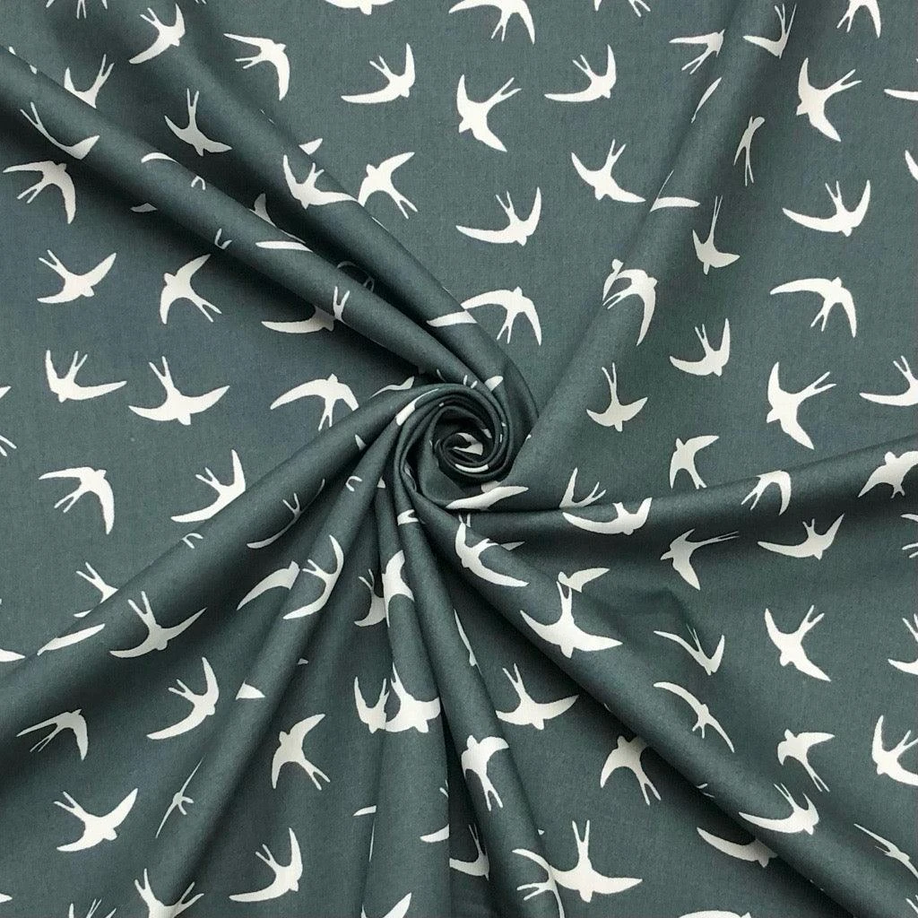 Rose & Hubble White Swallows Cotton Poplin Fabric 4 Rose & Hubble White Swallows Cotton Poplin Fabric - Image 4