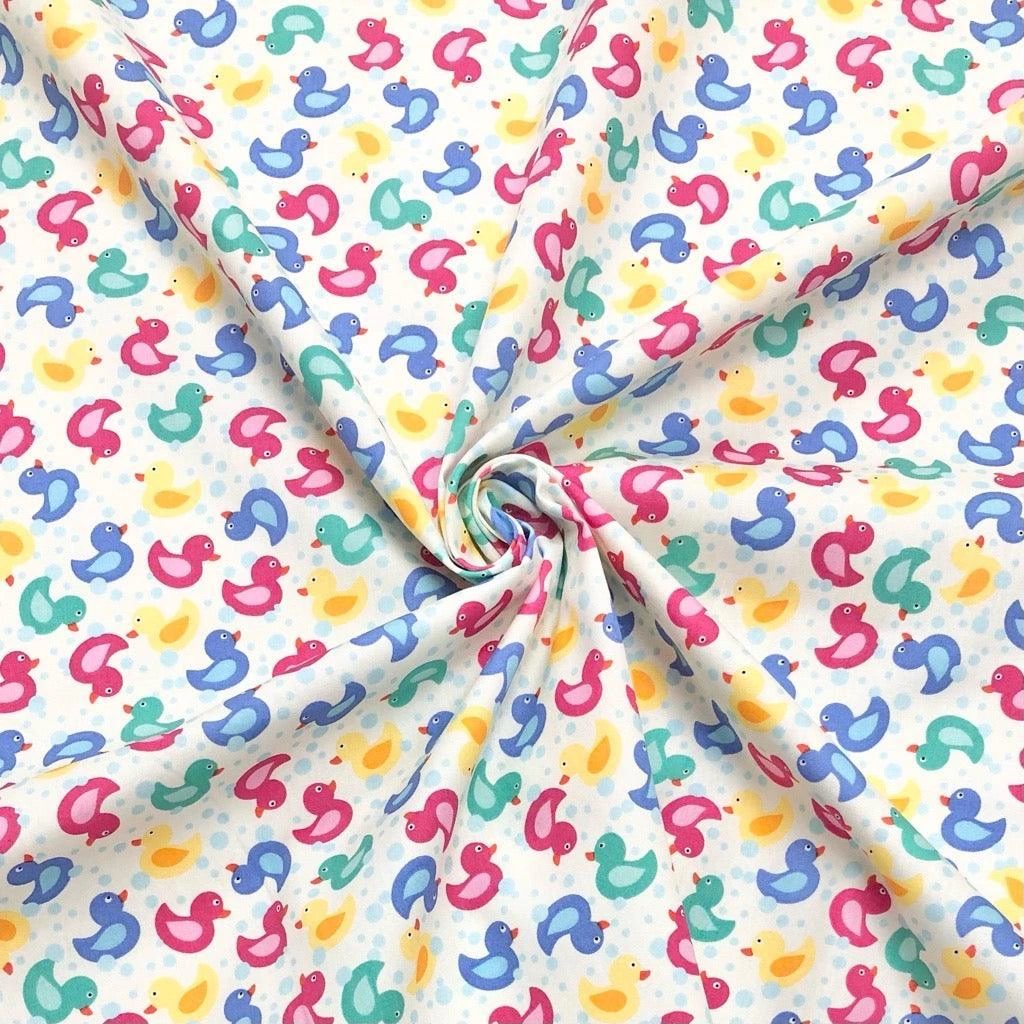 Rose & Hubble Multicoloured Ducks Cotton Poplin Fabric 3 Rose & Hubble Multicoloured Ducks Cotton Poplin Fabric - Image 3