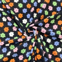 Floral Anti Pill Polar Fleece Fabric - Arty Flowers on Dark Navy