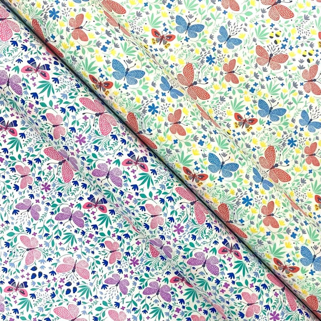 Rose & Hubble Butterfly Spring Fields Cotton Poplin Fabric 1 Rose & Hubble Butterfly Spring Fields Cotton Poplin Fabric