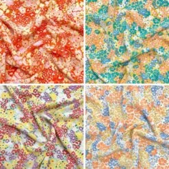 Premium Multicoloured Floral Polyester Crepe Fabric for Dressmaking