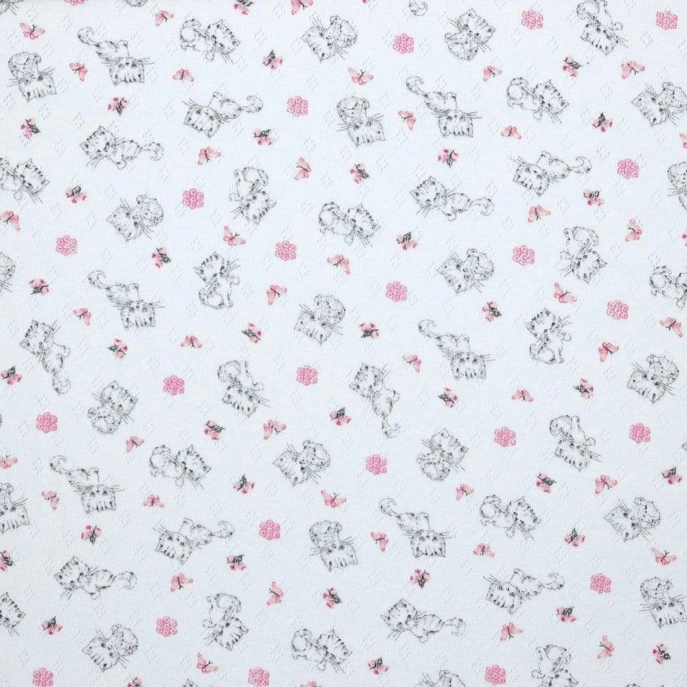 Premium Kittens Print Pointelle Jersey Fabric - 100% Pure Cotton Knit 4 Premium Kittens Print Pointelle Jersey Fabric - 100% Pure Cotton Knit - Image 4