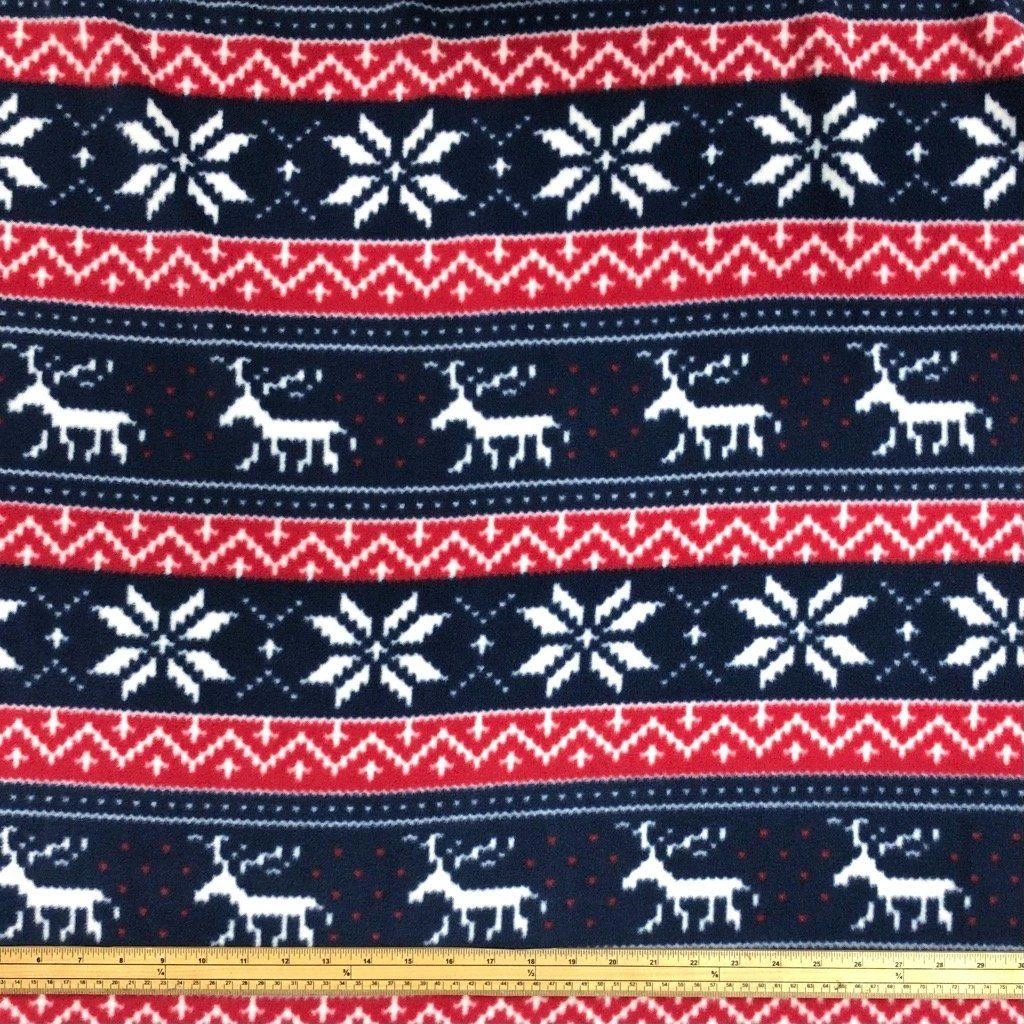 Premium Navy and Red Reindeer Anti-Pill Polar Fleece Fabric 2 Premium Navy and Red Reindeer Anti-Pill Polar Fleece Fabric - Image 2