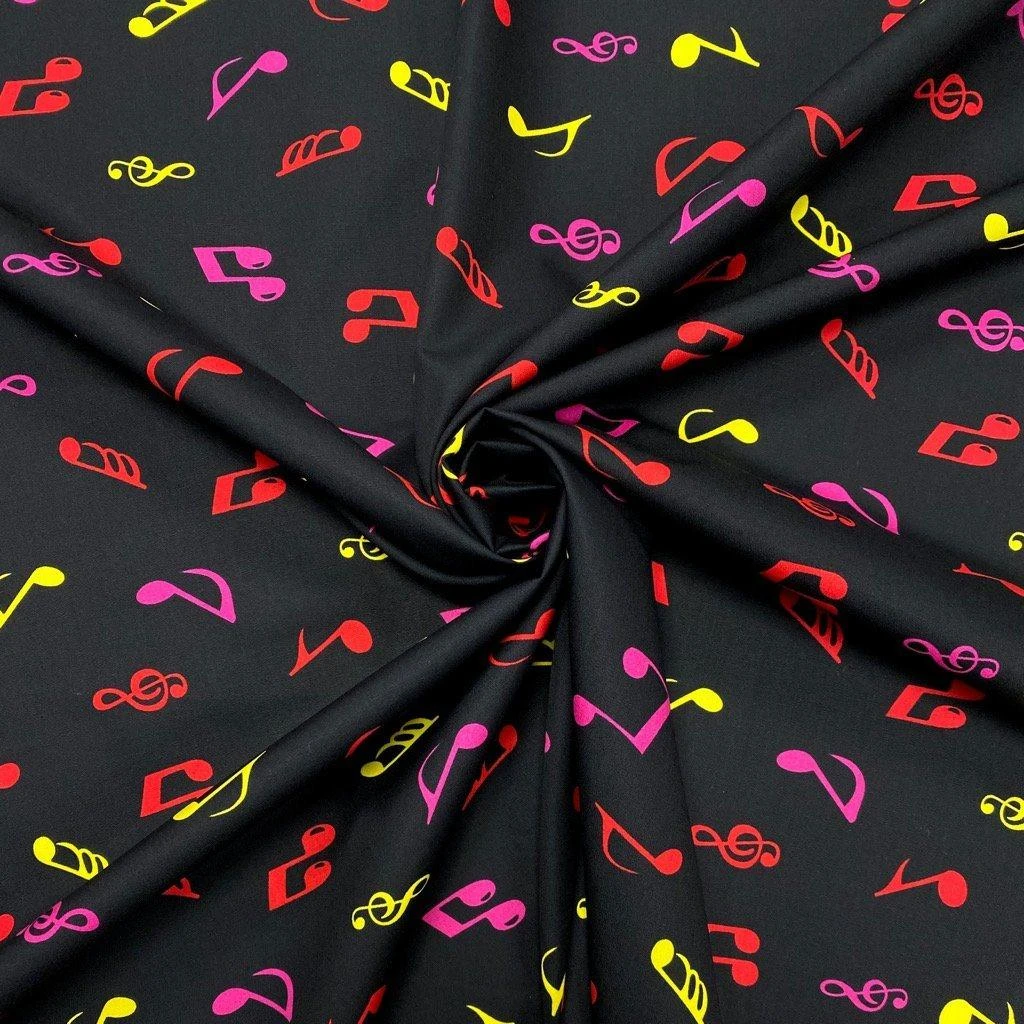 Musical Notes Rose & Hubble Cotton Poplin Fabric 2 Musical Notes Rose & Hubble Cotton Poplin Fabric - Image 2