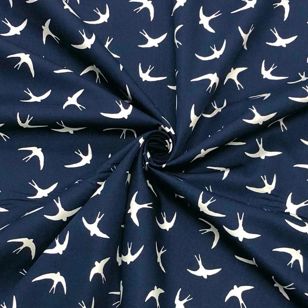 Rose & Hubble White Swallows Cotton Poplin Fabric 5 Rose & Hubble White Swallows Cotton Poplin Fabric - Image 5