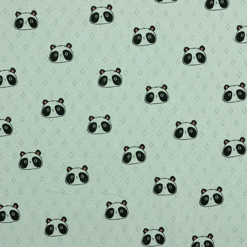 Panda Print Cotton Pointoille Jersey Fabric - Oeko-Tex Certified 4 Panda Print Cotton Pointoille Jersey Fabric - Oeko-Tex Certified - Image 4