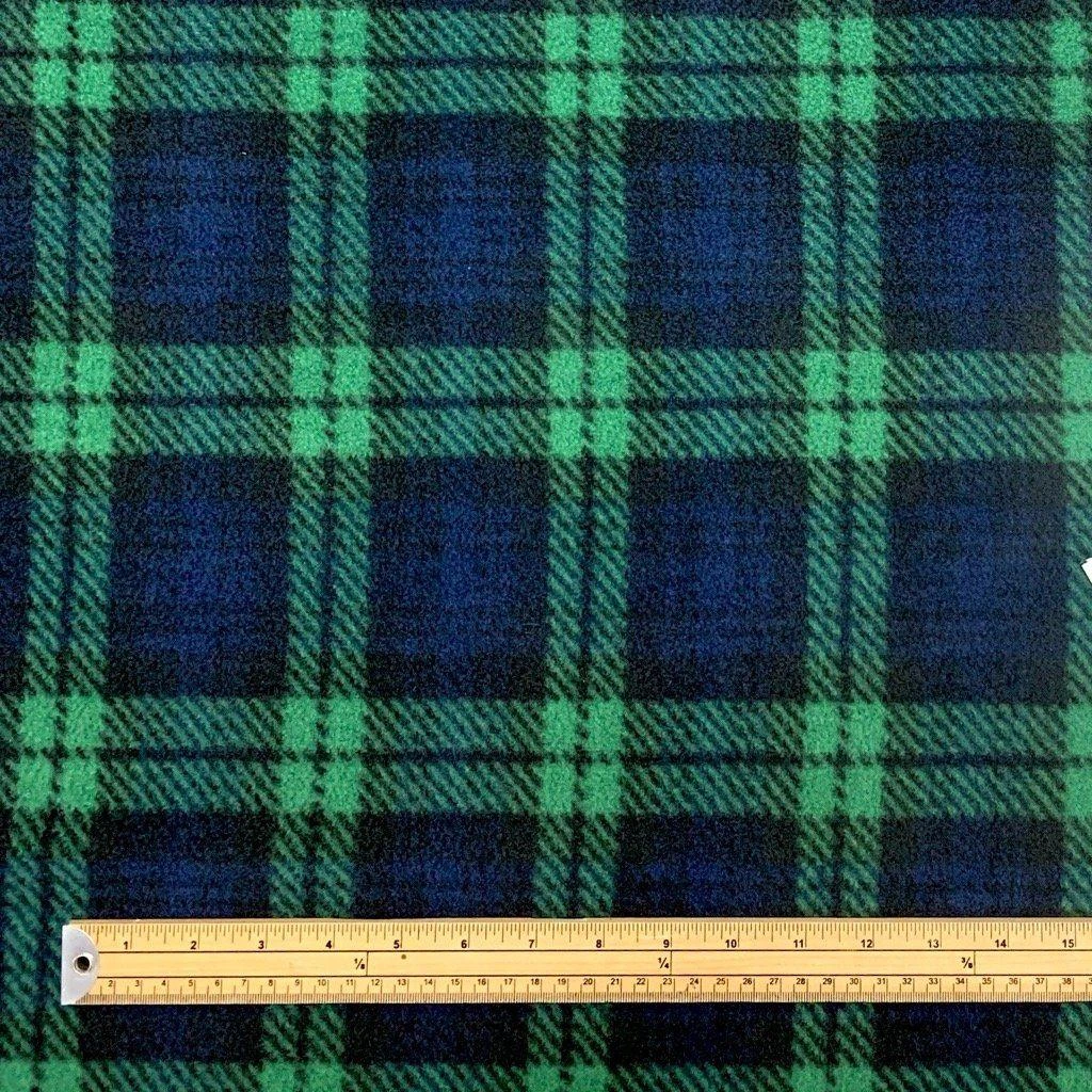 Blackwatch Tartan Anti-Pill Polar Fleece Fabric - Blue and Green Check 2 Blackwatch Tartan Anti-Pill Polar Fleece Fabric - Blue and Green Check - Image 2