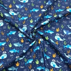 Rose & Hubble Blue Whales and Sharks Cotton Poplin Fabric 7 Rose & Hubble Blue Whales and Sharks Cotton Poplin Fabric -Pound Fabrics Sale Store image 4d8f53f2 594d 4150 992b 5eb18e9e1f10