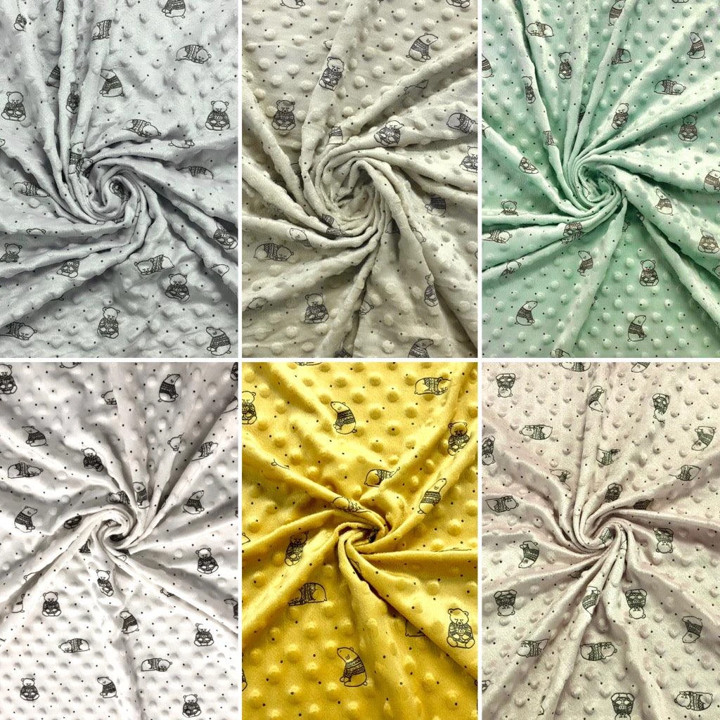 Bear Print Dimple Fleece Fabric for Baby Blankets and Plush Crafts 1 Bear Print Dimple Fleece Fabric for Baby Blankets and Plush Crafts
