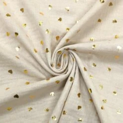 Gold Metallic Scattered Hearts Double Gauze Cotton Fabric 9 Gold Metallic Scattered Hearts Double Gauze Cotton Fabric -Pound Fabrics Sale Store image 4ef81b89 6f5d 4253 9129 4e8e33255875