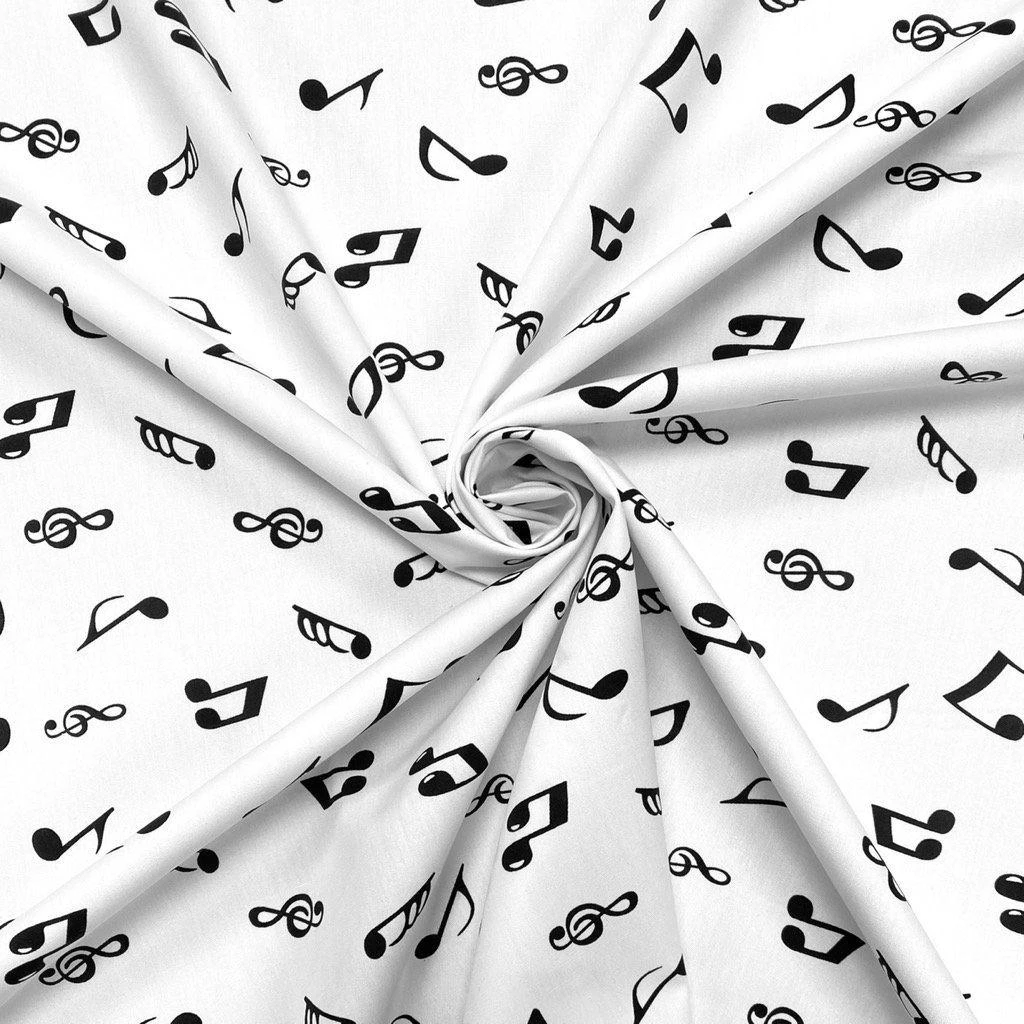 Musical Notes Rose & Hubble Cotton Poplin Fabric 4 Musical Notes Rose & Hubble Cotton Poplin Fabric - Image 4