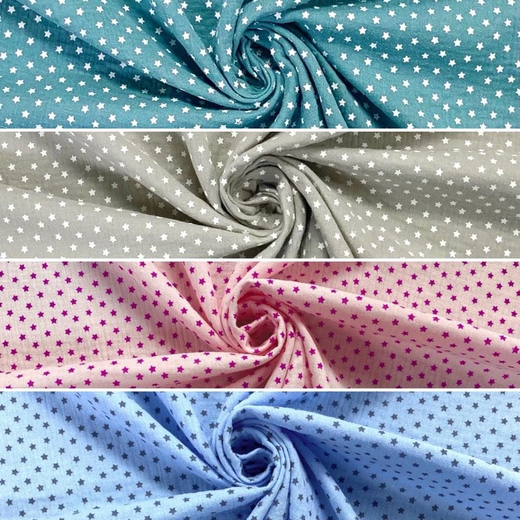 Soft Stars Double Gauze 100% Cotton Fabric for Baby Clothes & Summer Outfits 1 Soft Stars Double Gauze 100% Cotton Fabric for Baby Clothes & Summer Outfits