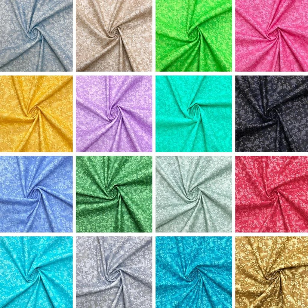 John Louden Mini Oriental Flowers Craft Cotton Blender Fabric 1 John Louden Mini Oriental Flowers Craft Cotton Blender Fabric