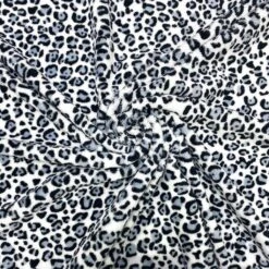 Snow Leopard Print Coral Fleece Fabric - Ultra Soft Grey Material