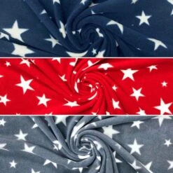 Anti Pill Polar Fleece Fabric with White Stars - Soft & Durable
