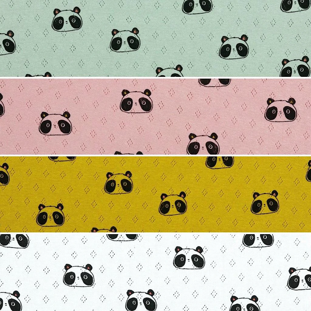 Panda Print Cotton Pointoille Jersey Fabric - Oeko-Tex Certified 1 Panda Print Cotton Pointoille Jersey Fabric - Oeko-Tex Certified