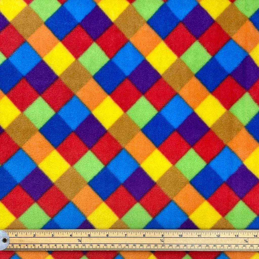 Multicoloured Squares Anti-Pill Polar Fleece Fabric - Premium 275gsm Soft Finish 2 Multicoloured Squares Anti-Pill Polar Fleece Fabric - Premium 275gsm Soft Finish - Image 2