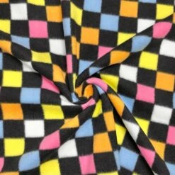 Rainbow Checkered Anti Pill Polar Fleece Fabric - Soft & Durable