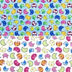 Rose & Hubble Cartoon Cat Faces Cotton Poplin Fabric