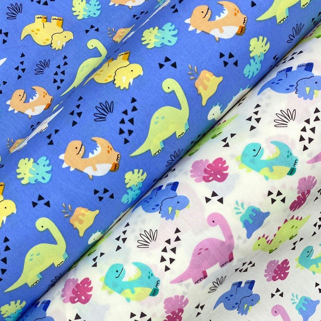 Rose & Hubble Multi Dinosaurs Cotton Poplin Fabric 1 Rose & Hubble Multi Dinosaurs Cotton Poplin Fabric