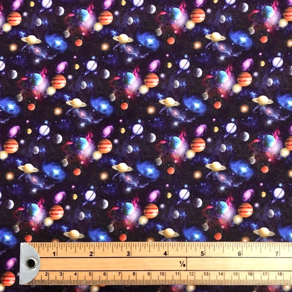 Galaxy Print Cotton-Touch Polyester Fabric - Space Themed Dressmaking Material 2 Galaxy Print Cotton-Touch Polyester Fabric - Space Themed Dressmaking Material - Image 2