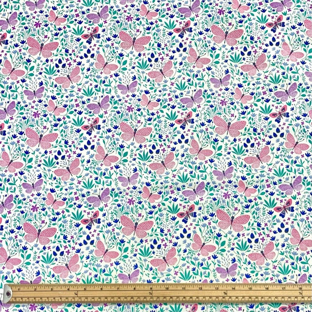 Rose & Hubble Butterfly Spring Fields Cotton Poplin Fabric 2 Rose & Hubble Butterfly Spring Fields Cotton Poplin Fabric - Image 2