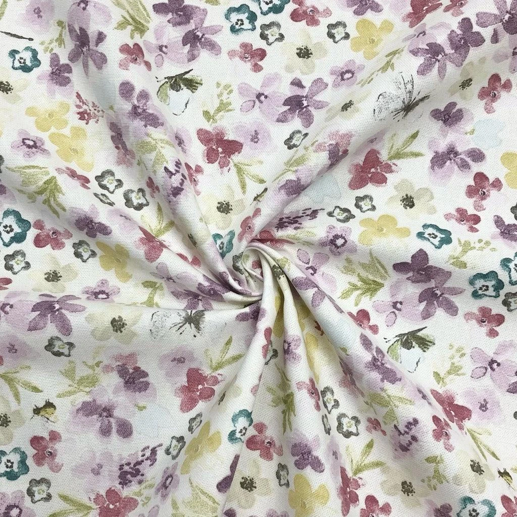 Floral Butterfly Ivory Panama Fabric - 100% Cotton Canvas 1 Floral Butterfly Ivory Panama Fabric - 100% Cotton Canvas