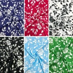Floral Rose Garden Crepe Fabric for Dresses and Apparel