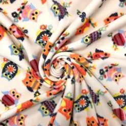 Multicoloured Owl Anti Pill Polar Fleece Fabric - Soft Premium Craft Material