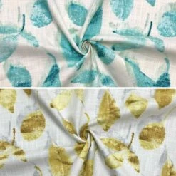 Leaf Print Linen Look 100% Cotton Fabric - Upholstery & Curtain Grade