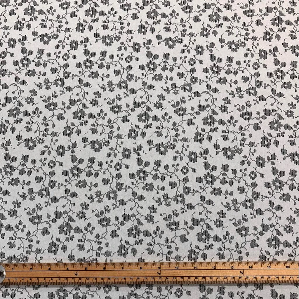 Grey Flower Vines Upholstery Fabric - Fire Retardant Curtain Material 2 Grey Flower Vines Upholstery Fabric - Fire Retardant Curtain Material - Image 2