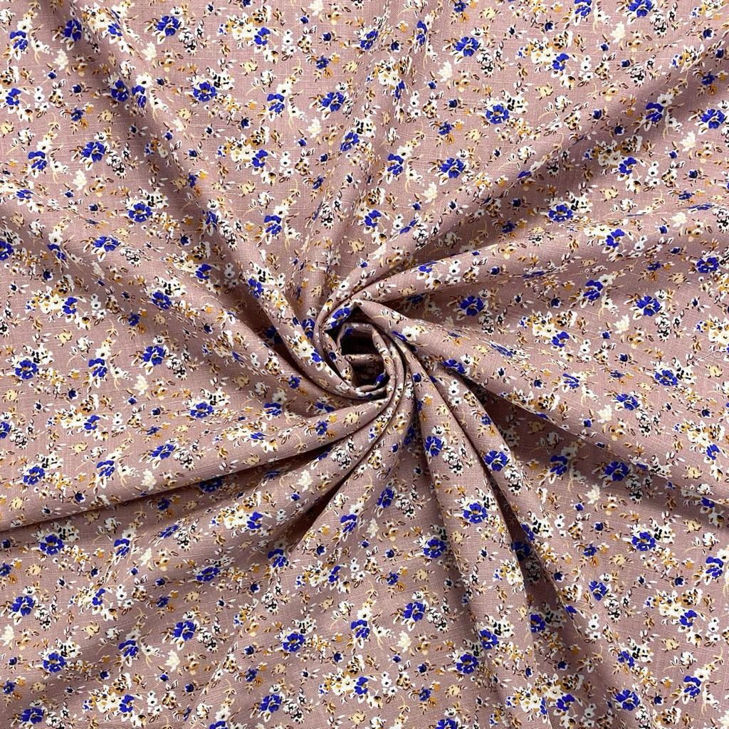 Ditsy Blue Floral Linen Mix Fabric - Premium Rayon Blend for Dressmaking 4 Ditsy Blue Floral Linen Mix Fabric - Premium Rayon Blend for Dressmaking - Image 4