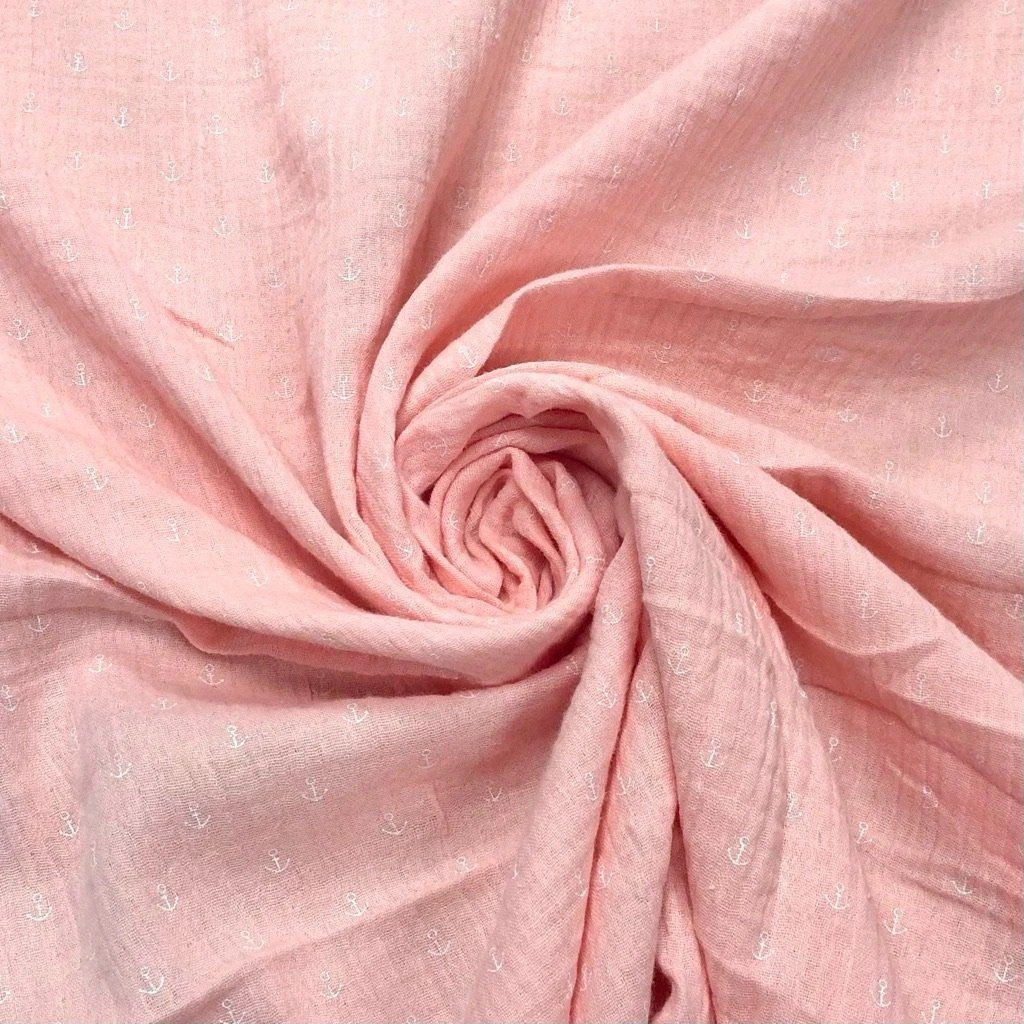 Mini Anchor Double Gauze Cotton Fabric - Breathable Nautical Material 6 Mini Anchor Double Gauze Cotton Fabric - Breathable Nautical Material - Image 6
