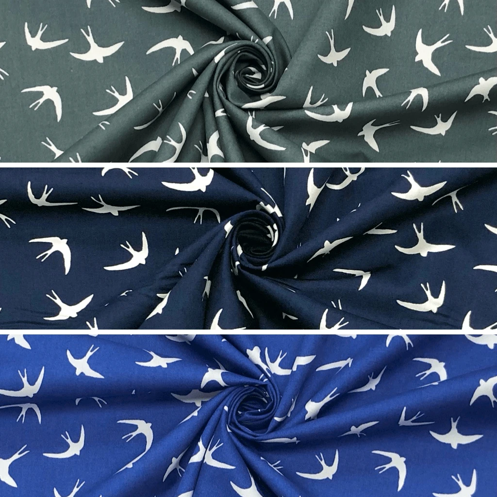 Rose & Hubble White Swallows Cotton Poplin Fabric 1 Rose & Hubble White Swallows Cotton Poplin Fabric