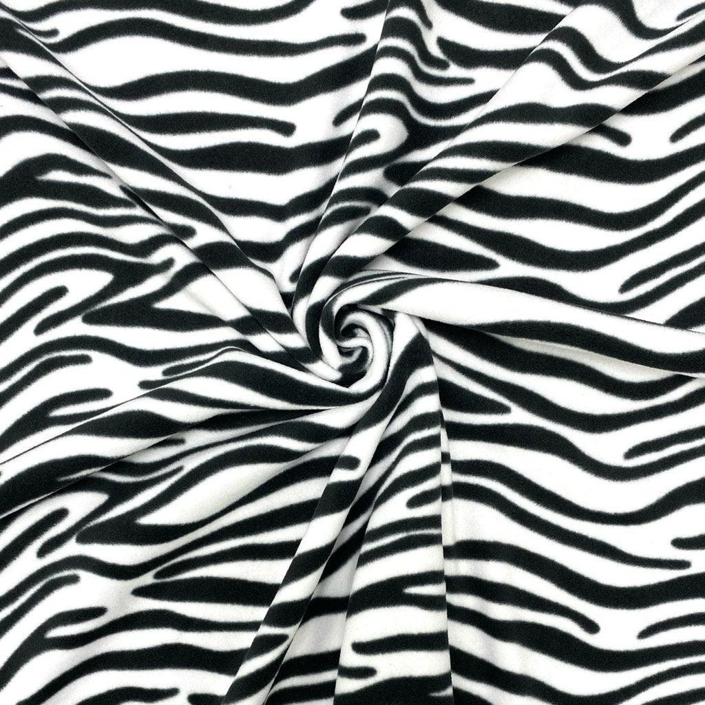 Zebra Print Anti-Pill Polar Fleece Fabric - High-Quality 275gsm 1 Zebra Print Anti-Pill Polar Fleece Fabric - High-Quality 275gsm