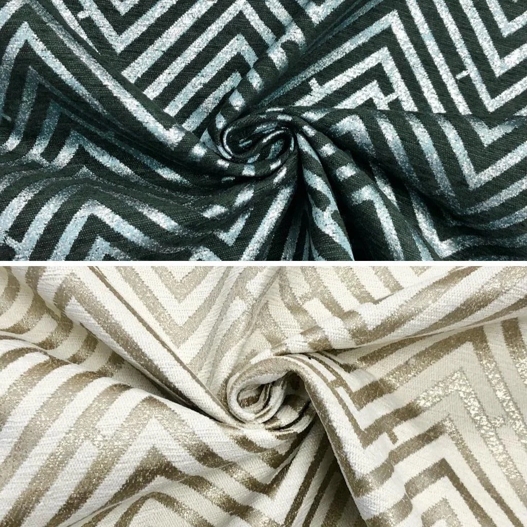 Modern Zig Zag Lurex Upholstery Fabric - Heavyweight Geometric Decor Material 1 Modern Zig Zag Lurex Upholstery Fabric - Heavyweight Geometric Decor Material