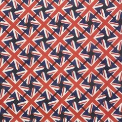 Union Jack Print on Black Lightweight Polyester Lining Fabric