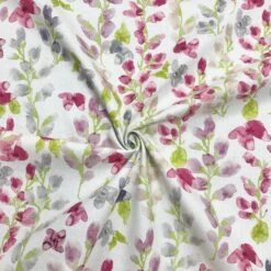 Watercolour Floral Cotton Panama Fabric for Curtains and Upholstery