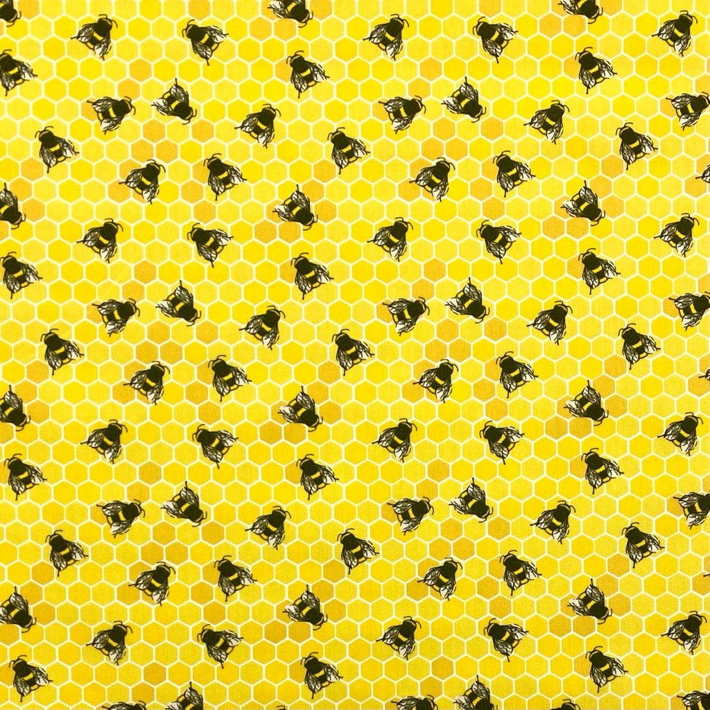 Rose & Hubble Bees on Honeycomb Cotton Poplin Fabric 4 Rose & Hubble Bees on Honeycomb Cotton Poplin Fabric - Image 4