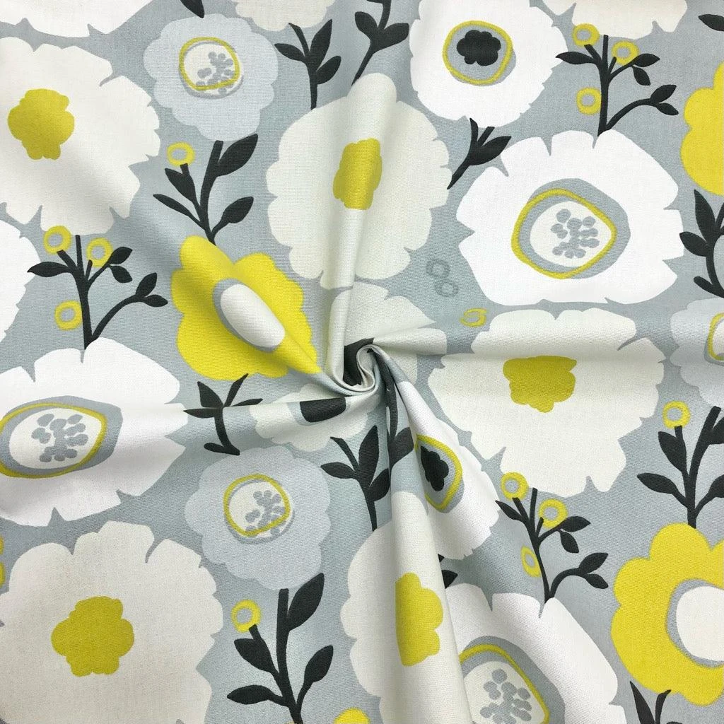 Large Cartoon Floral White Panama Fabric - 100% Cotton Canvas 4 Large Cartoon Floral White Panama Fabric - 100% Cotton Canvas - Image 4