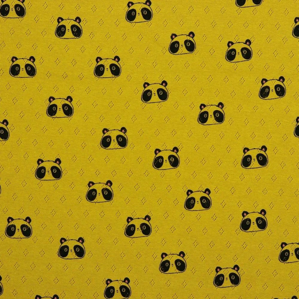 Panda Print Cotton Pointoille Jersey Fabric - Oeko-Tex Certified 3 Panda Print Cotton Pointoille Jersey Fabric - Oeko-Tex Certified - Image 3