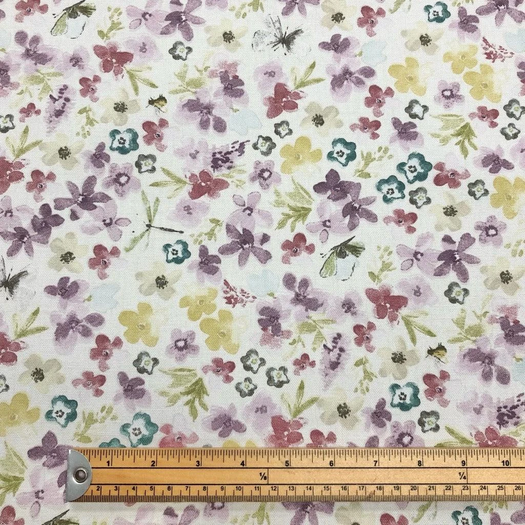 Floral Butterfly Ivory Panama Fabric - 100% Cotton Canvas 2 Floral Butterfly Ivory Panama Fabric - 100% Cotton Canvas - Image 2