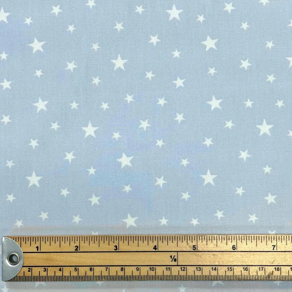 Rose & Hubble White Stars Sky Blue Cotton Poplin Fabric 2 Rose & Hubble White Stars Sky Blue Cotton Poplin Fabric - Image 2