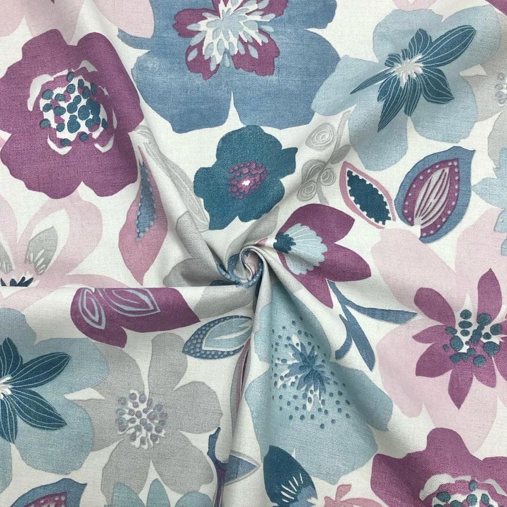 Large Floral Garden On White Panama Fabric 4 Large Floral Garden On White Panama Fabric - Image 4